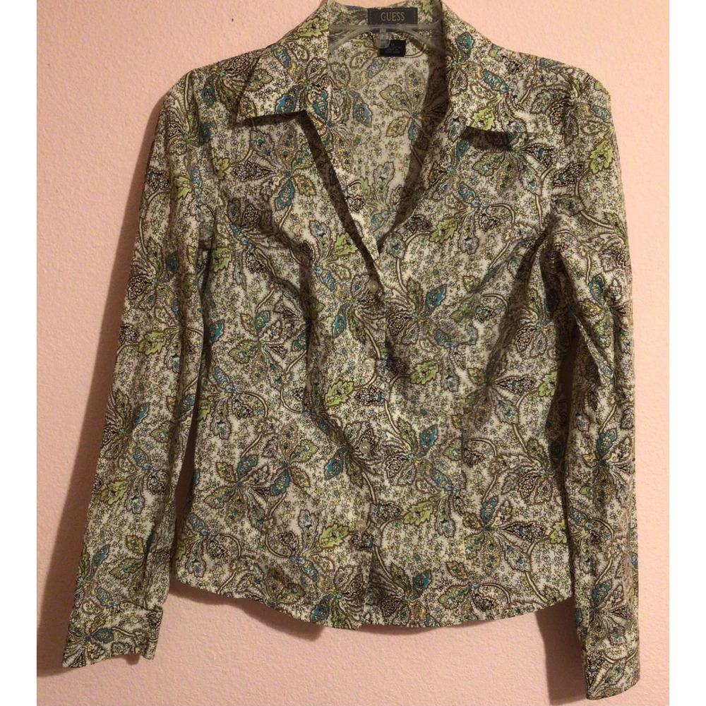 Guess button down blouse size medium